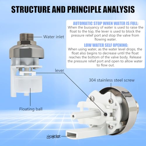 HASTHIP® 1/2 to 3/4 Inch Float Valve for Water Tank 304 Stainless Steel Fully Automatic Water Level Control Controller for Pool Livestock Troughs 3PCS HASTHIP® 1/2 to 3/4 Inch Float Valve for Water Tank 304 Stainless Steel Fully Automatic Water Level Control Controller for Pool Livestock Troughs 3PCS